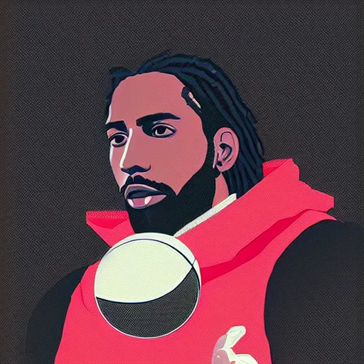 Image similar to a portrait of kawhi leonard holding a basketball by conrad roset, hyperdetailed, cyberpunk, cool, cybernetically enhanced, trending on artstation