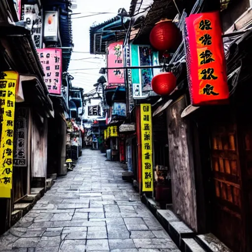 Prompt: ghost in jiufen taiwan