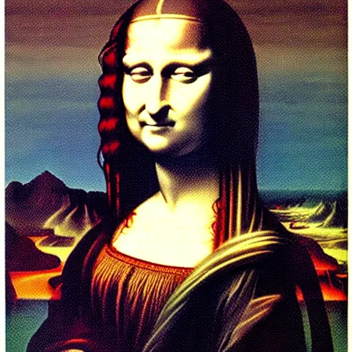 Prompt: monalisa in the style of ZDZISŁAW BEKSIŃSKI