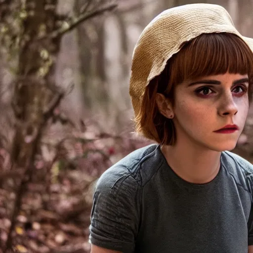 Image similar to a film still of Emma Watson from It (2017 movie)