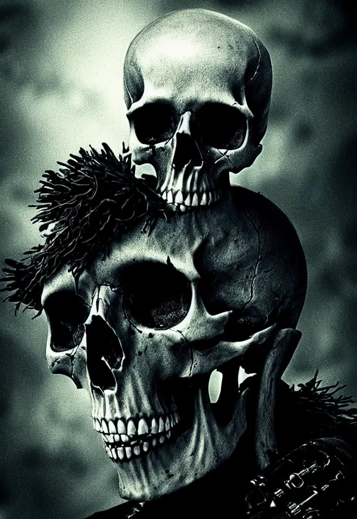 Prompt: skull punk, dark and mysterious, atmospheric, ominous, eerie, cinematic, cinematic, 4 k, ultra detail, ultra realistic