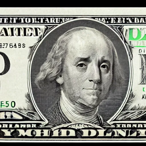 Image similar to a dog on a one dollar bill.