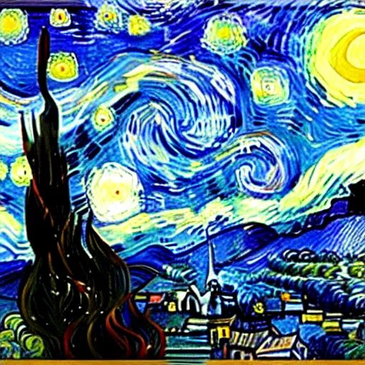 Image similar to Starry starry night, Vincent van Gogh