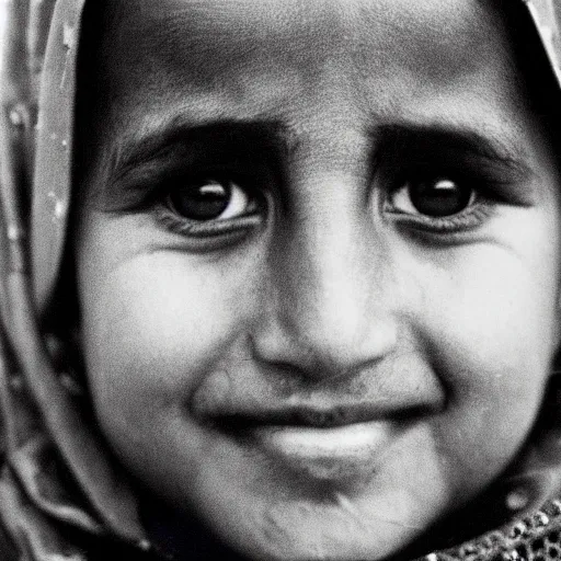 Image similar to nicholas cage as a little afghani girl close - up by steve mccurry