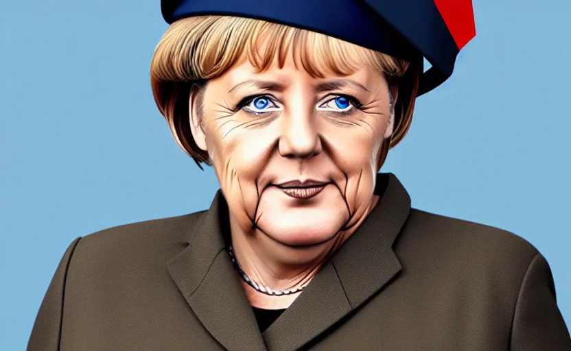 Prompt: portrait of angela merkel dressed as a military officer, minimalist triangle digital art, natural light, sharp, detailed face, magazine