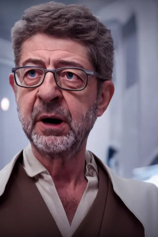 Image similar to [a still of Melenchon in the movie Star Wars, evil, 4k, HD, high quality]