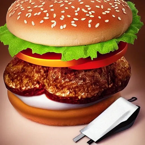 Image similar to a realistic image of a mouse on top of a hamburger, hyper realistic, macro photo, very detailed