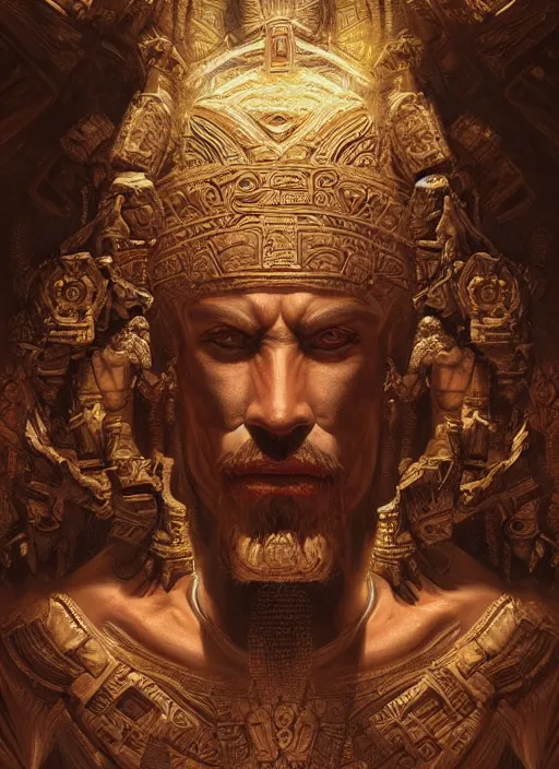 Prompt: digital _ painting _ of _ mayan god _ by _ filipe _ pagliuso _ and _ justin _ gerard _ symmetric _ fantasy _ highly _ detailed _ realistic _ intricate _ port