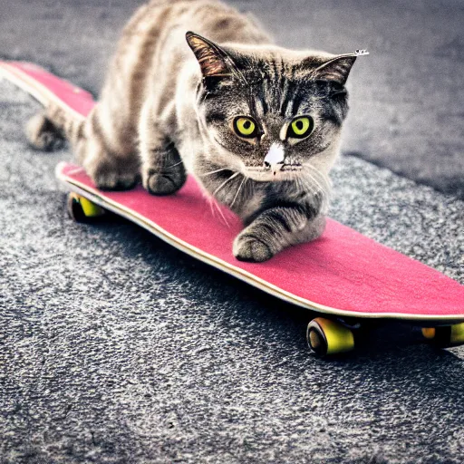 Image similar to Cat on a skateboard, realistic, 8k, digital photography