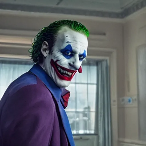 Image similar to film still of Adam Sandler as joker in the new Joker movie