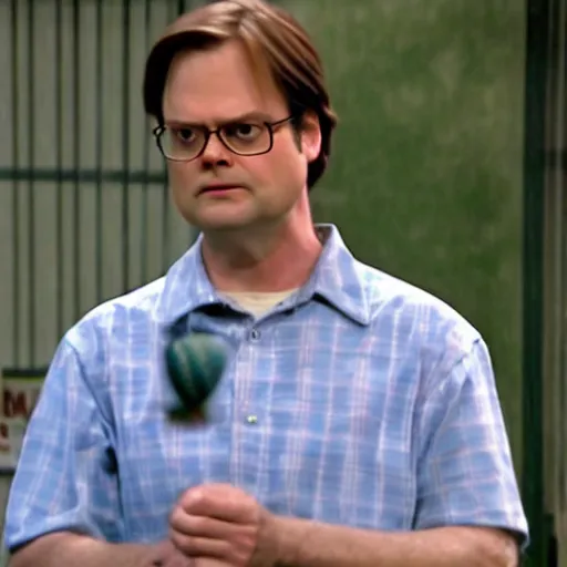 Image similar to dwight schrute playing rickety - cricket on always sunny