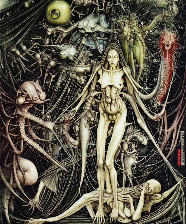 Prompt: realistic detailed photo of the miracle of life by H.R.Giger, hieronymus bosch, by Ayami Kojima, Amano, Takato Yamamoto