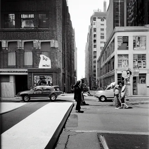 Image similar to street photography by vivian maier. professional photography.