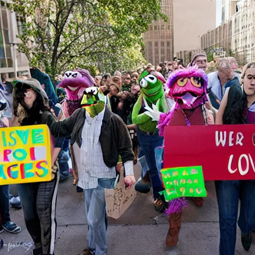 Image similar to Muppets Civil Rights Protest. photography