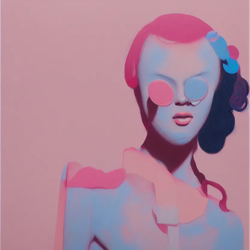 Image similar to figurative painting with modern american music pop culture influences by yoshitomo nara in an aesthetically pleasing natural and pastel color tones