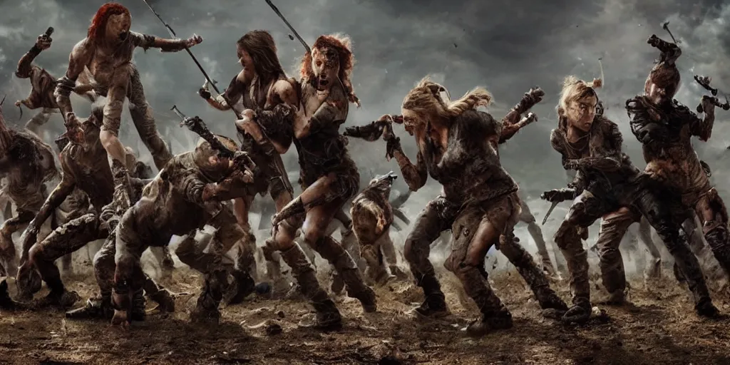 Image similar to epic battle scene kittens versus zombies, post apocalyptic, animals last stand, post human, Epic Background, highly detailed, sharp focus, 8k, 35mm, cinematic lighting