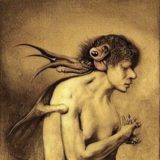 Prompt: the devil in disguise, by Odd Nerdrum, by Francisco Goya, by M.C. Escher, fairy-tale illustration style, very detailed, colorful, beautiful, eerie, surreal, psychedelic