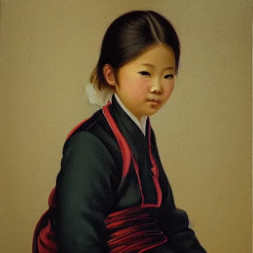 Prompt: portrait of a teen girl from asia, painting by by ralph grady james, jean christian biville