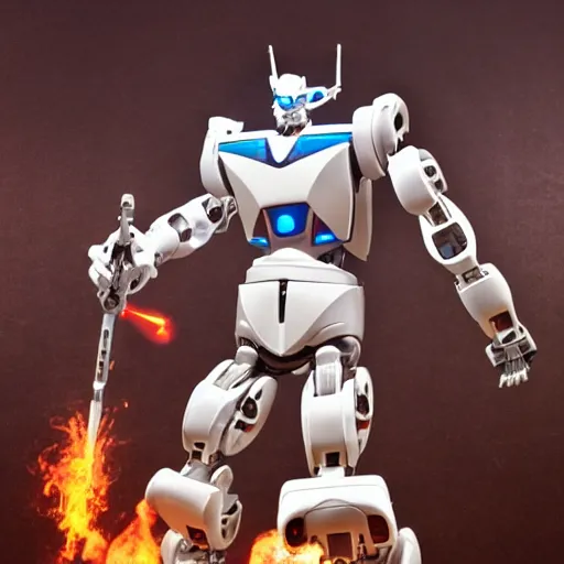 Image similar to transforming robot autobot standing tall with weapon drawn ready for battle, full body