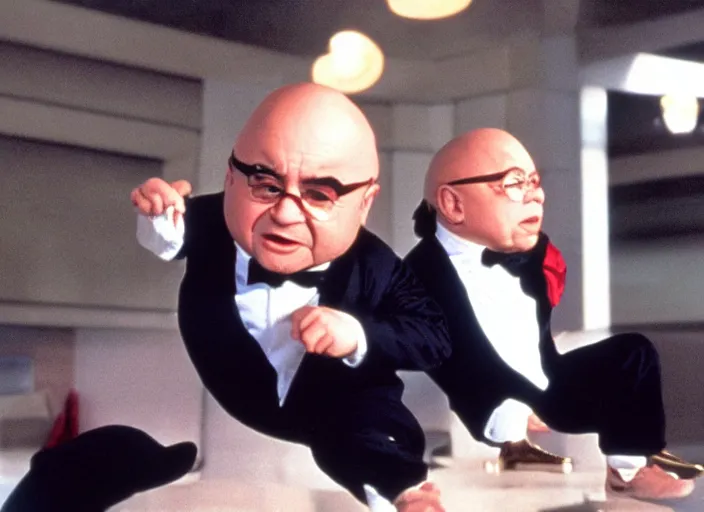 Image similar to film still of Danny Devito as Mini Me from Austin Powers