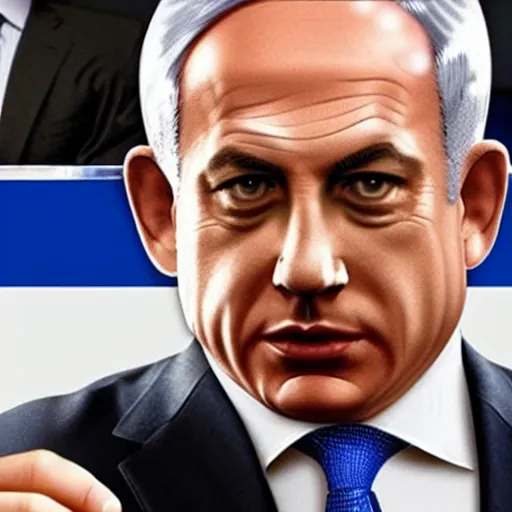 Prompt: Benjamin Netanyahu as a GTA loading screen