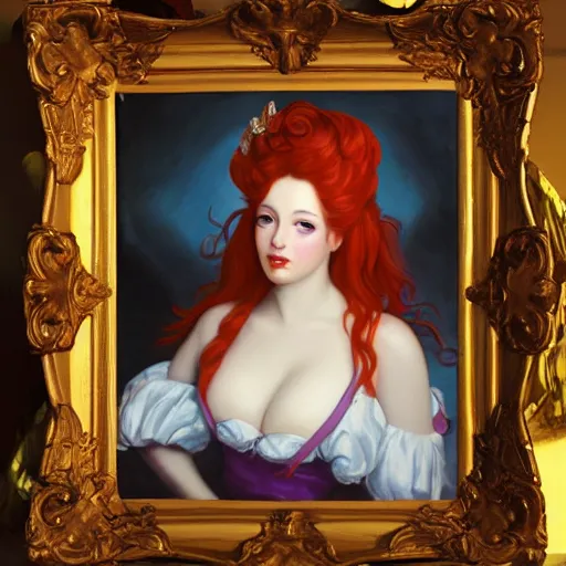 Prompt: portrait of Miss Fortune from League of Legends, rococo oil painting