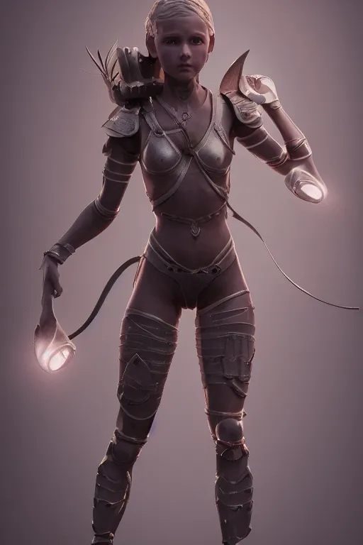 Image similar to a highly detailed sculpt of athletic girl in armor, cinematic light, featured on artstation, octane render, path tracing, sharp focus, 4 k