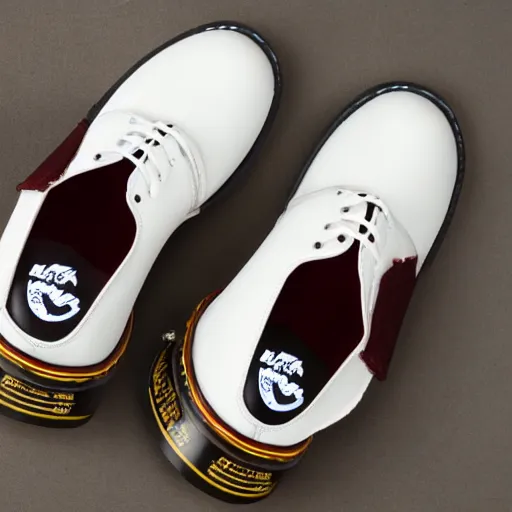 Image similar to Full picture of a white hair dracula wearing Dr. Martens shoes