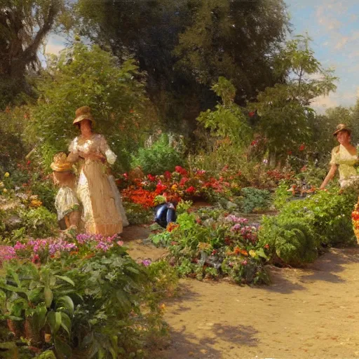 Prompt: highly detailed vegetable garden, lots of leaves, fence line, highly detailed painting by gaston bussiere, craig mullins, j. c. leyendecker, 8 k