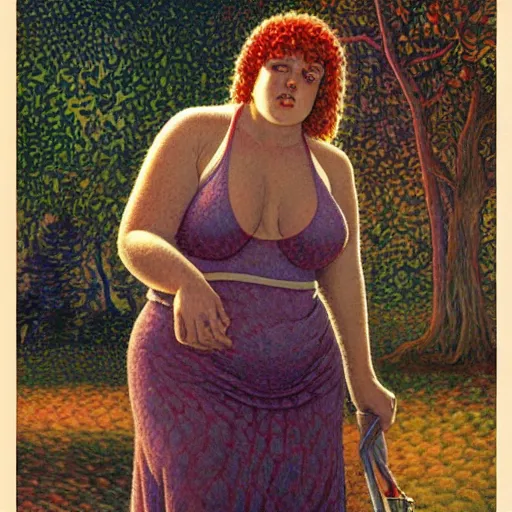 Prompt: they told you too fat, gerald brom, paul signac, trending on artstation,