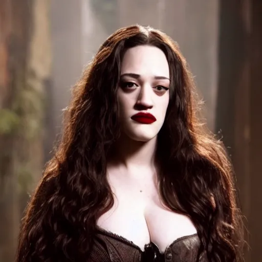 Prompt: full shot photo of kat dennings as a vampire warrior