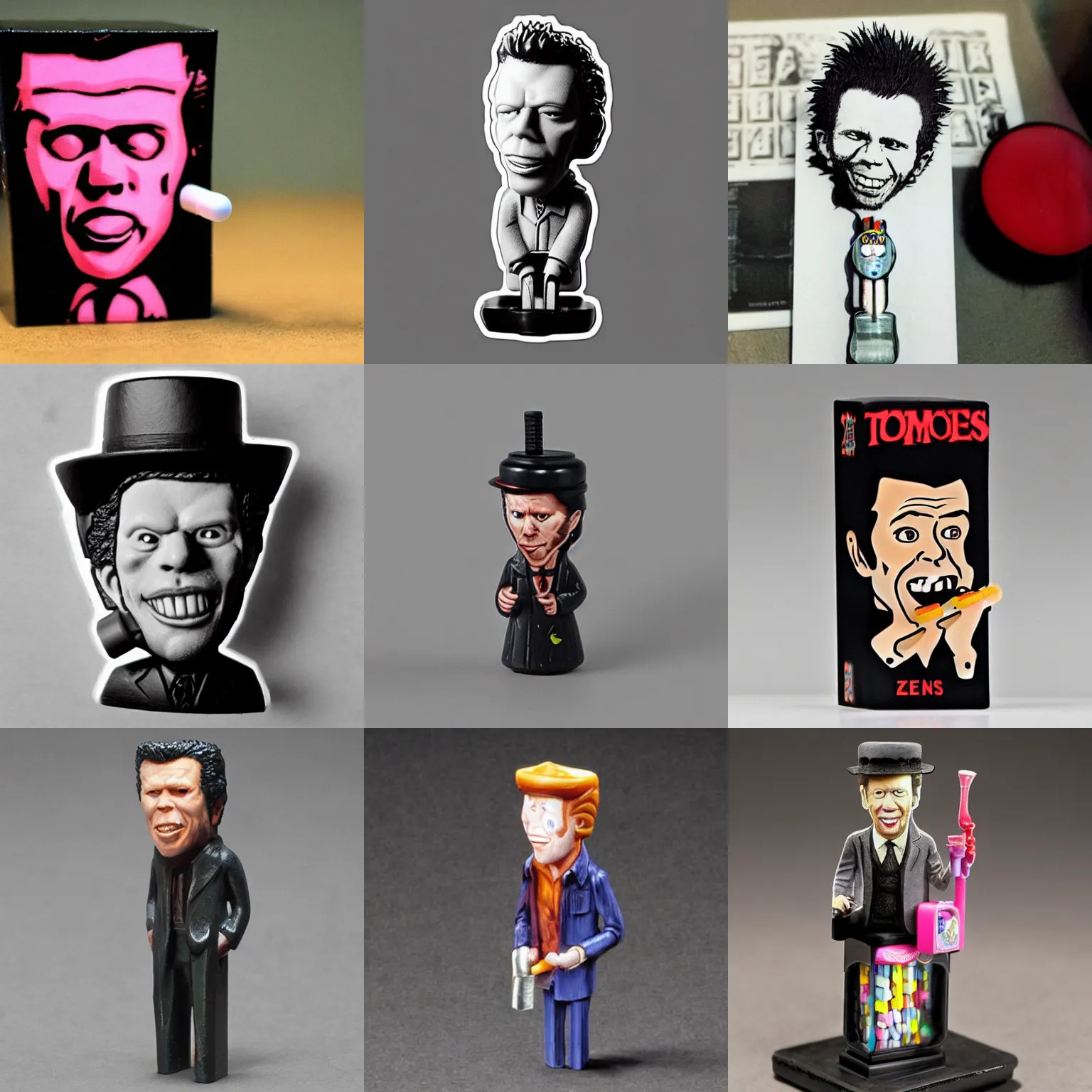 Prompt: a tom waits pez dispenser