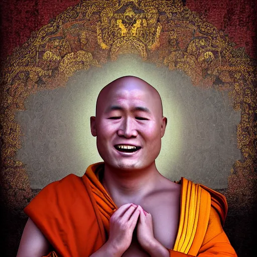 Prompt: ecstatic buddhist monk, digital art, 3 d