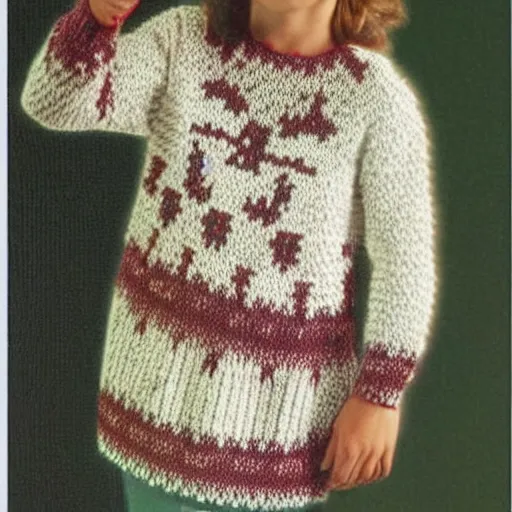 Prompt: medical syringe sweater knitting pattern for children intarsia chart picture jumper in dk yarn vintage