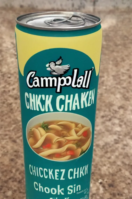 Prompt: campbell's chicken noodle hard seltzer.