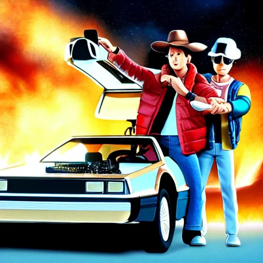 Prompt: a high quality 4k still frame from the 2023 Pixar animated remake of back to the future