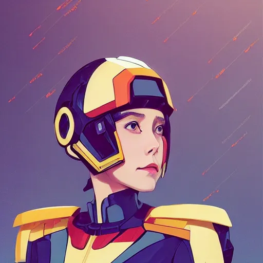 Image similar to a portrait of a stunning beautiful elite elizabeth olsen gundam pilot, with an intricate, detailed, urban inspired hiphop afro futuristic helmet, vector behance hd jesper ejsing, rhads, makoto shinkai, lois van baarle, ilya kuvshinov, rossdraws, hd, 3 2 k, ilya kuvshinov, gustav klimt