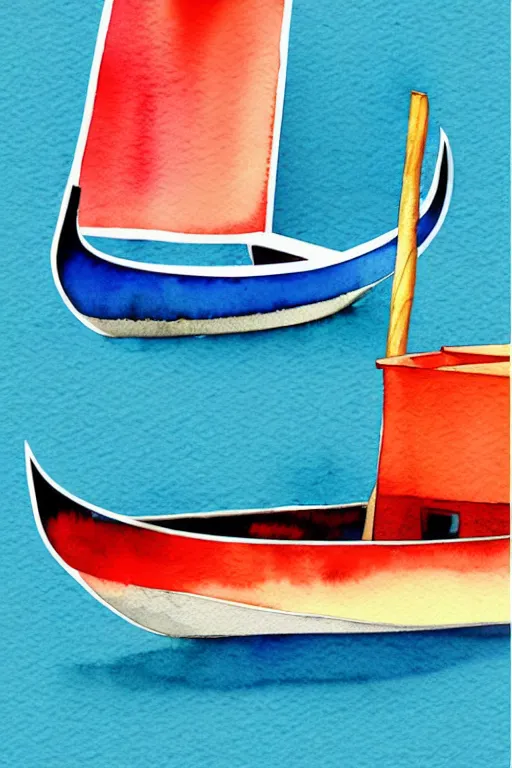 Prompt: minimalist watercolor art of a boat in venice, illustration, vector art