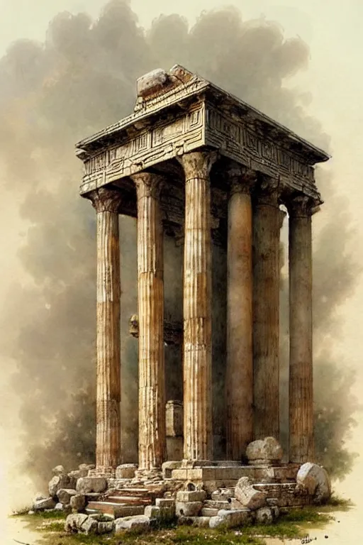 Prompt: (((((new roman temple . muted colors.))))) by Jean-Baptiste Monge !!!!!!!!!!!!!!!!!!!!!!!!!!!