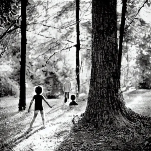 Prompt: kids in the woods photographed by sally mann