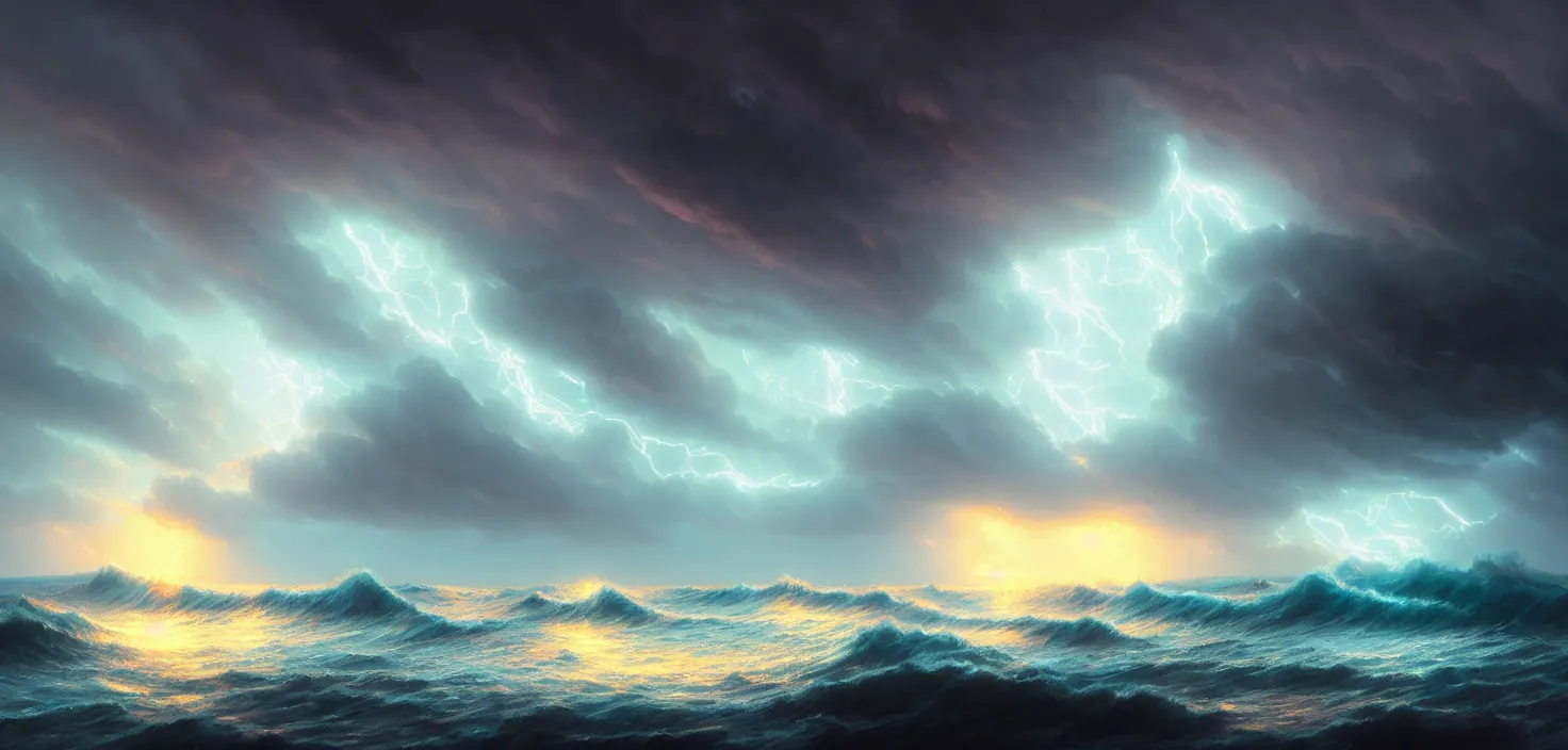 storm at ocean, detailed, concept art, high detail, | Stable Diffusion ...
