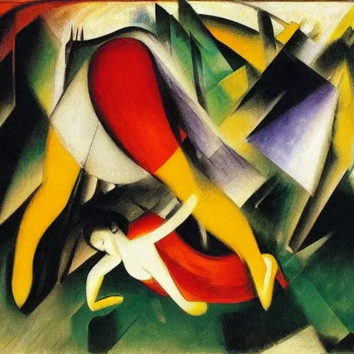 Image similar to bride falls over, oil painting by franz marc