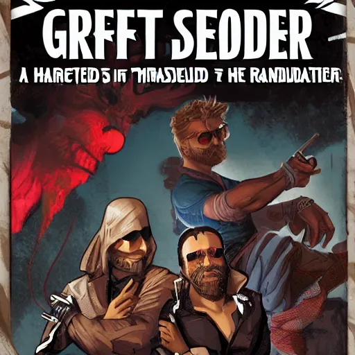 Image similar to a grifter, a hacker, a thief, and a mastermind in the style of a d&d cover