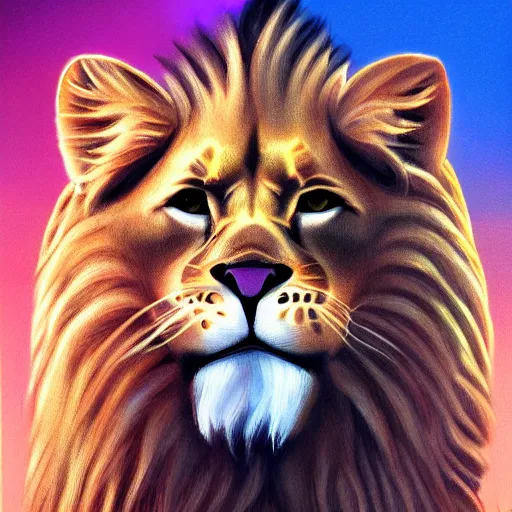 Prompt: tabby cat with lions mane hybrid lion - cat creature character concept detailed luminescent 4 k magical realism painting