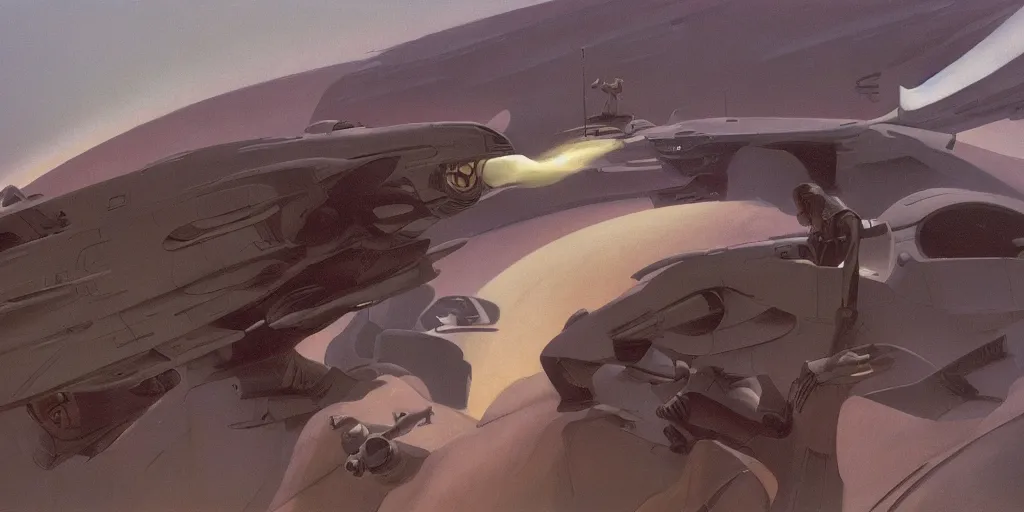 Prompt: a concept painting by Ralph McQuarrie,