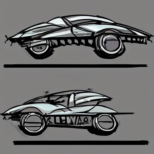 Image similar to darkest dungeon art style retrofuturism car concept