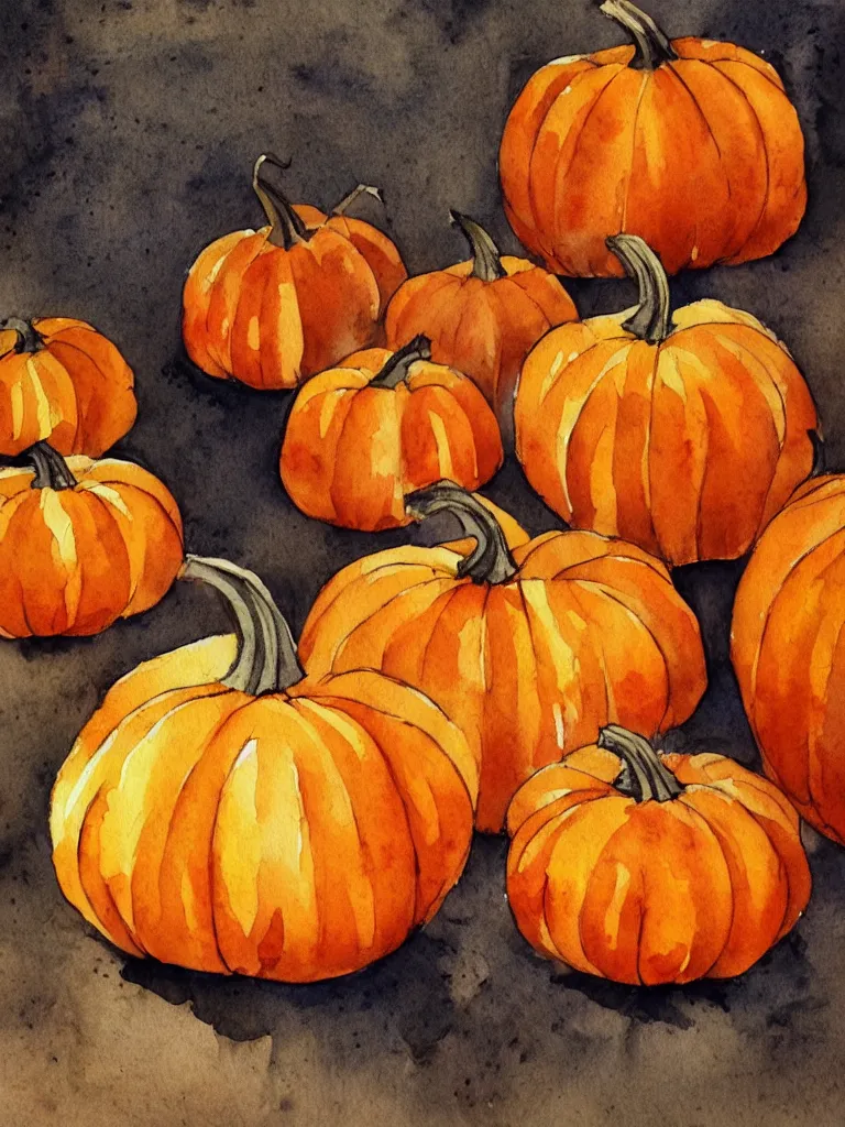 Image similar to autumn pumpkin watercolor by arti chauhan trending on artstation