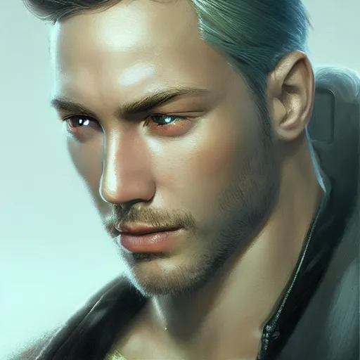 Prompt: portrait of a confident modern god, technology, in modern era, upper body, D&D, intricate, cinematic lighting, highly detailed, digital painting, artstation, concept art, smooth, sharp focus, illustration, art by Artgerm and Greg Rutkowski