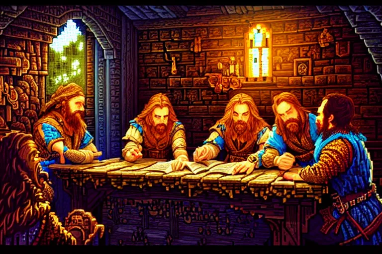 Image similar to the bard's tale, beautiful detailed pixelart by albertov, intricate details, beautiful, dithered gradients, volumetric lighting, cgsociety, artstation, smooth, sharp focus, 2 d illustration, amazing art by dan mumford, old school computer game graphics, crpg, d & d, pixel art