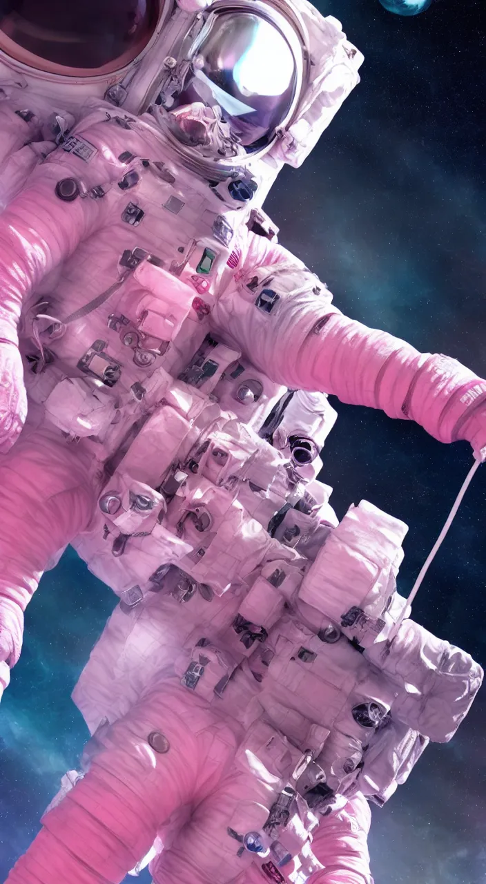 Image similar to astronaut in pink space, mobile wallpaper, ultra realistic, hyper detailed, octan render, unreal engine 5, 8 k